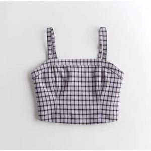 Hollister | NWT Crop Square Neck Tank Advanced Stretch Purple Black Medi…